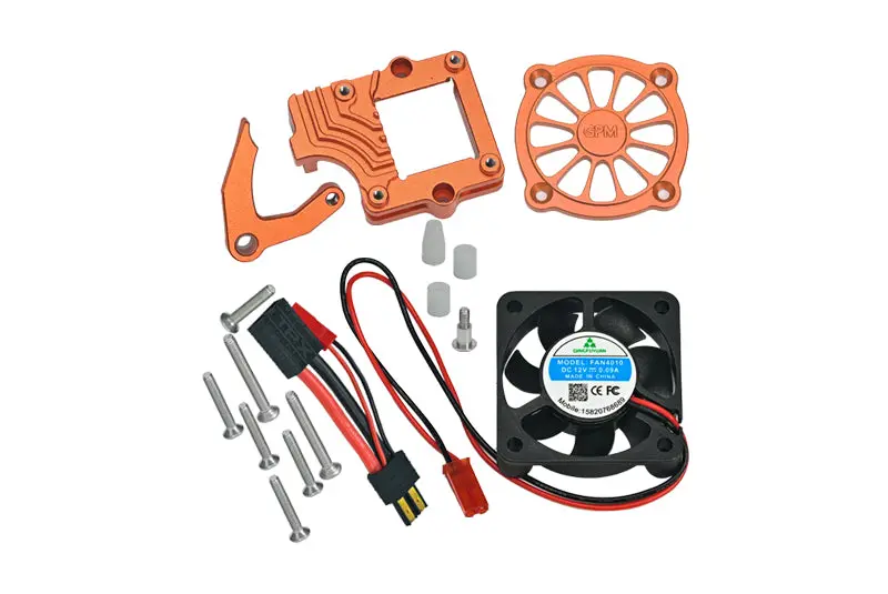 Traxxas Trx-4 Trail Defender Crawler / Trx-6 Mercedes-Benz G63 Aluminum Motor Cooling Fan With Easy Switch - 1 Set Orange 1
