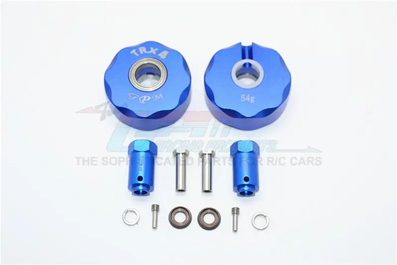 Traxxas Trx-4 Trail Defender Crawler / Trx-6 Mercedes-Benz G63 Aluminum Pendulum Wheel Knuckle Axle Weight + 21Mm Hex Adapter - 1Pr Set Blue 1
