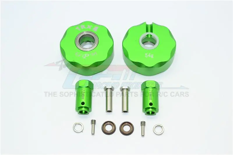 Traxxas Trx-4 Trail Defender Crawler / Trx-6 Mercedes-Benz G63 Aluminum Pendulum Wheel Knuckle Axle Weight + 21Mm Hex Adapter - 1Pr Set Green 1