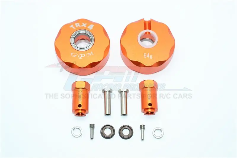 Traxxas Trx-4 Trail Defender Crawler / Trx-6 Mercedes-Benz G63 Aluminum Pendulum Wheel Knuckle Axle Weight + 21Mm Hex Adapter - 1Pr Set Orange 1