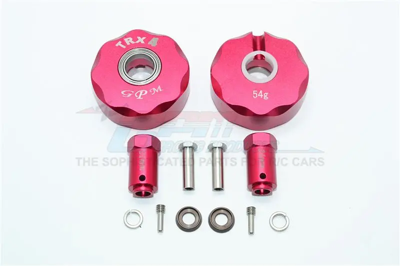 Traxxas Trx-4 Trail Defender Crawler / Trx-6 Mercedes-Benz G63 Aluminum Pendulum Wheel Knuckle Axle Weight + 21Mm Hex Adapter - 1Pr Set Red 1