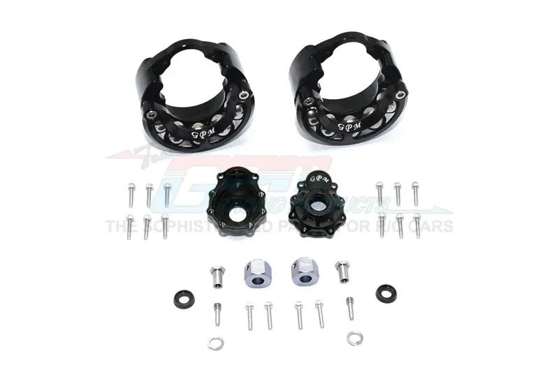 Traxxas Trx-4 Trail Defender Crawler / Trx-6 Mercedes-Benz G63 Aluminum Pendulum Wheel Knuckle Axle Weight + 9Mm Hex Adapter With Outer Portal Case - 1Pr Set Black 1