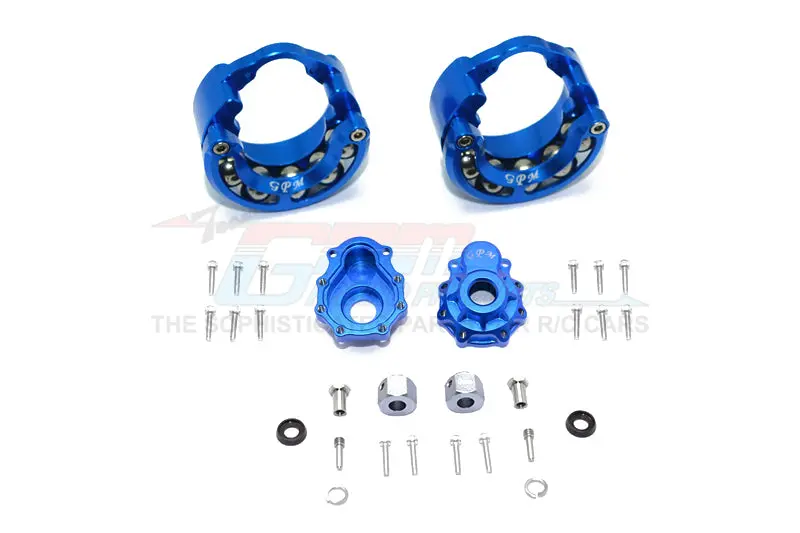 Traxxas Trx-4 Trail Defender Crawler / Trx-6 Mercedes-Benz G63 Aluminum Pendulum Wheel Knuckle Axle Weight + 9Mm Hex Adapter With Outer Portal Case - 1Pr Set Blue 1