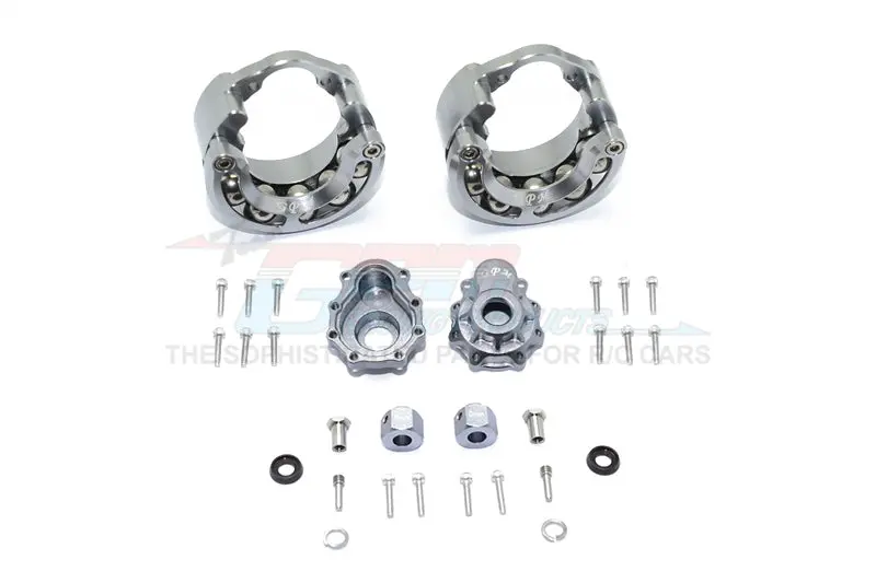 Traxxas Trx-4 Trail Defender Crawler / Trx-6 Mercedes-Benz G63 Aluminum Pendulum Wheel Knuckle Axle Weight + 9Mm Hex Adapter With Outer Portal Case - 1Pr Set Gray Silver 1