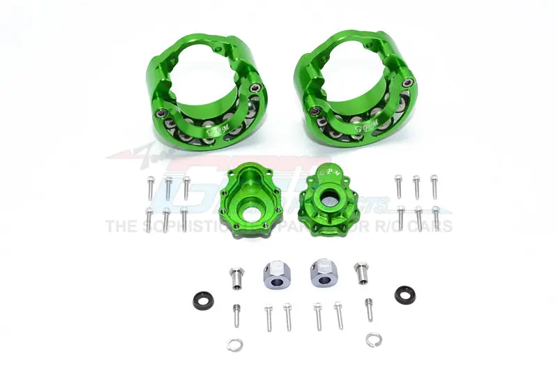 Traxxas Trx-4 Trail Defender Crawler / Trx-6 Mercedes-Benz G63 Aluminum Pendulum Wheel Knuckle Axle Weight + 9Mm Hex Adapter With Outer Portal Case - 1Pr Set Green 1