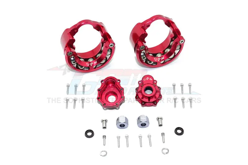Traxxas Trx-4 Trail Defender Crawler / Trx-6 Mercedes-Benz G63 Aluminum Pendulum Wheel Knuckle Axle Weight + 9Mm Hex Adapter With Outer Portal Case - 1Pr Set Red 1