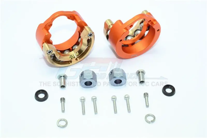Traxxas Trx-4 Trail Defender Crawler / Trx-6 Mercedes-Benz G63 Aluminum Pendulum Wheel Knuckle Axle Weight With Brass Lid + 9Mm Hex Adapter - 1Pr Set Orange 1