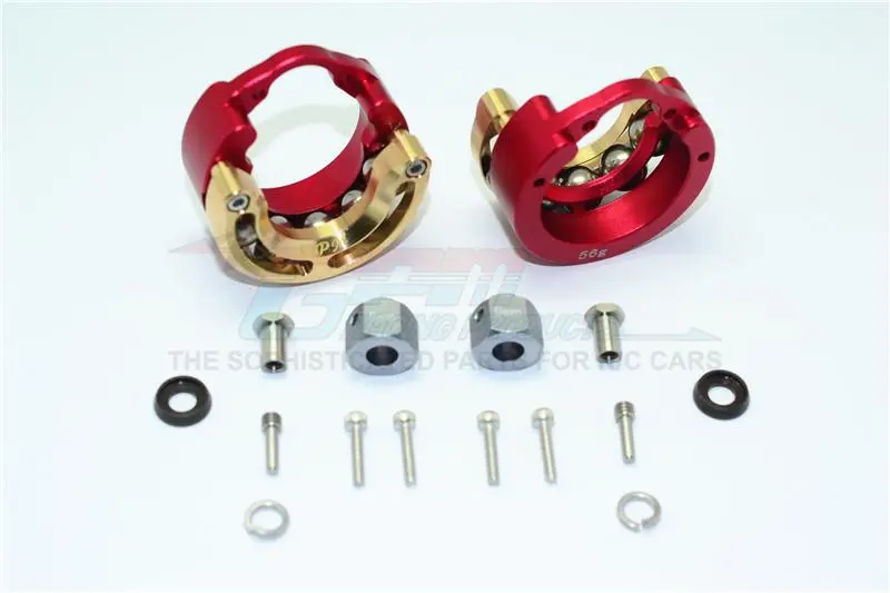 Traxxas Trx-4 Trail Defender Crawler / Trx-6 Mercedes-Benz G63 Aluminum Pendulum Wheel Knuckle Axle Weight With Brass Lid + 9Mm Hex Adapter - 1Pr Set Red 1