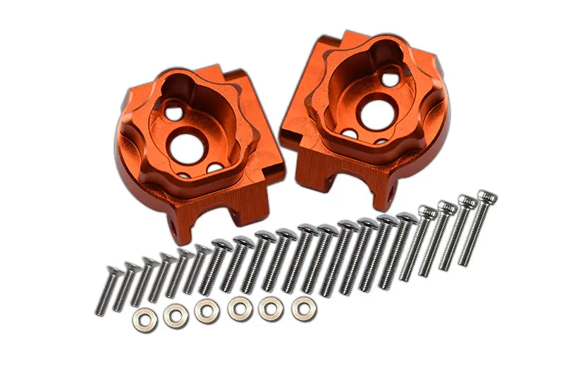 Traxxas Trx-4 Trail Defender Crawler / Trx-6 Mercedes-Benz G63 Aluminum Rear Gear Box Mounts (Multiple Positioning Holes) - 1Pr Set Orange 1