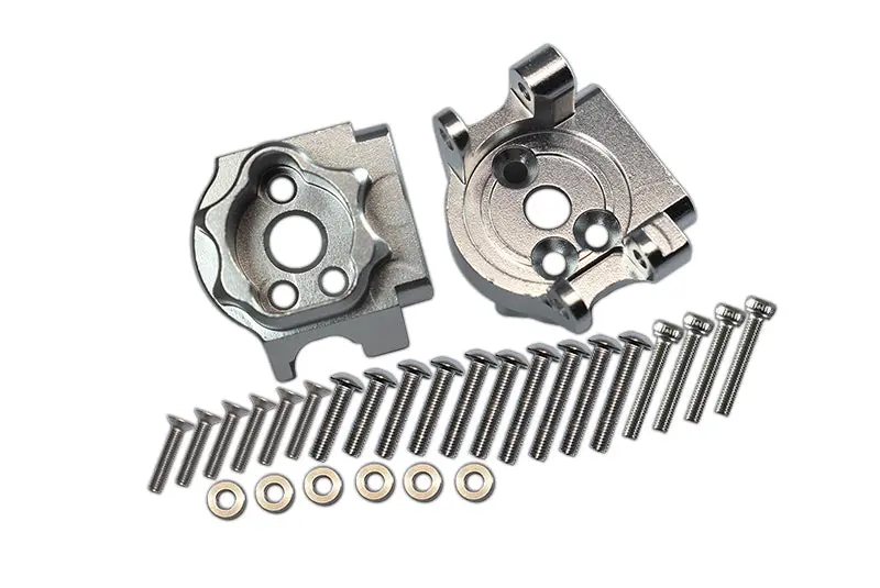 Traxxas Trx-4 Trail Defender Crawler / Trx-6 Mercedes-Benz G63 Aluminum Rear Gear Box Mounts (Multiple Positioning Holes) - 1Pr Set Silver 1