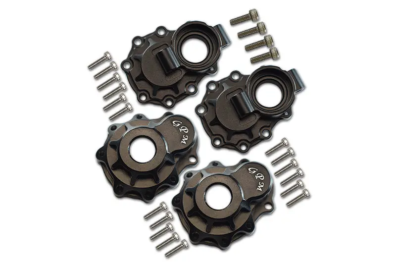 Traxxas Trx-4 Trail Defender Crawler / Trx-6 Mercedes-Benz G63 Aluminum Rear Knuckle Arm Inner Case With Outer Portal Cover - 1Pr Set Black 1