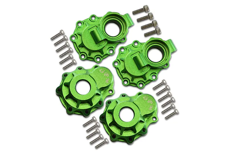 Traxxas Trx-4 Trail Defender Crawler / Trx-6 Mercedes-Benz G63 Aluminum Rear Knuckle Arm Inner Case With Outer Portal Cover - 1Pr Set Green 1
