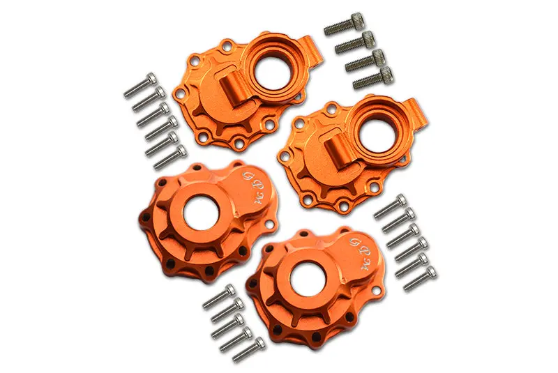 Traxxas Trx-4 Trail Defender Crawler / Trx-6 Mercedes-Benz G63 Aluminum Rear Knuckle Arm Inner Case With Outer Portal Cover - 1Pr Set Orange 1