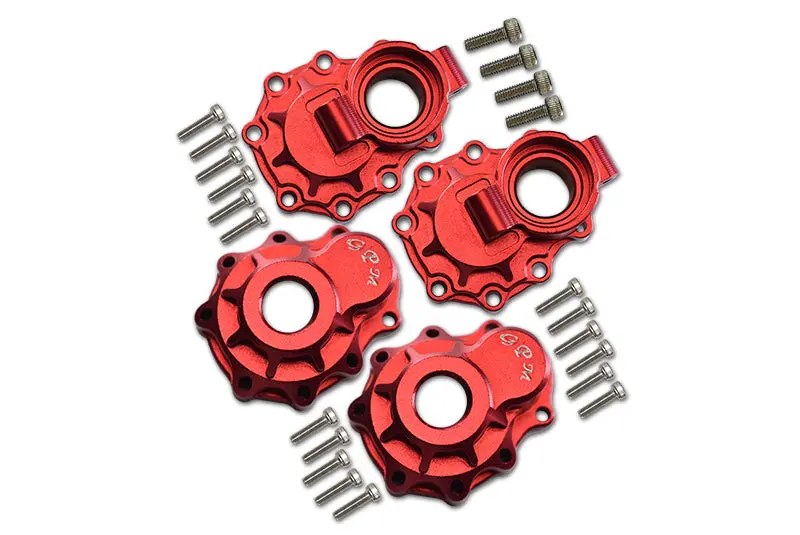 Traxxas Trx-4 Trail Defender Crawler / Trx-6 Mercedes-Benz G63 Aluminum Rear Knuckle Arm Inner Case With Outer Portal Cover - 1Pr Set Red 1