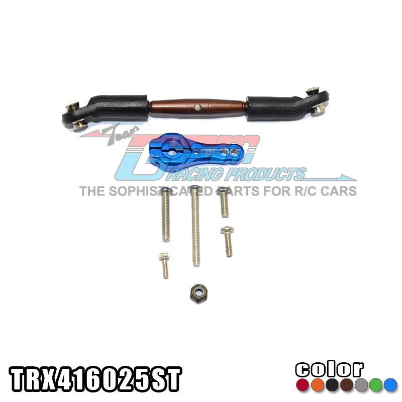 Traxxas Trx-4 Trail Defender Crawler / Trx-6 Mercedes-Benz G63 Aluminum Servo Horn With Spring Steel Steering Link - 8Pcs Set Blue 1