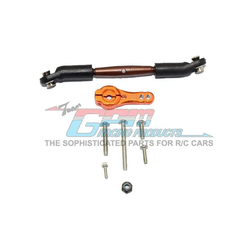 Traxxas Trx-4 Trail Defender Crawler / Trx-6 Mercedes-Benz G63 Aluminum Servo Horn With Spring Steel Steering Link - 8Pcs Set Orange 1