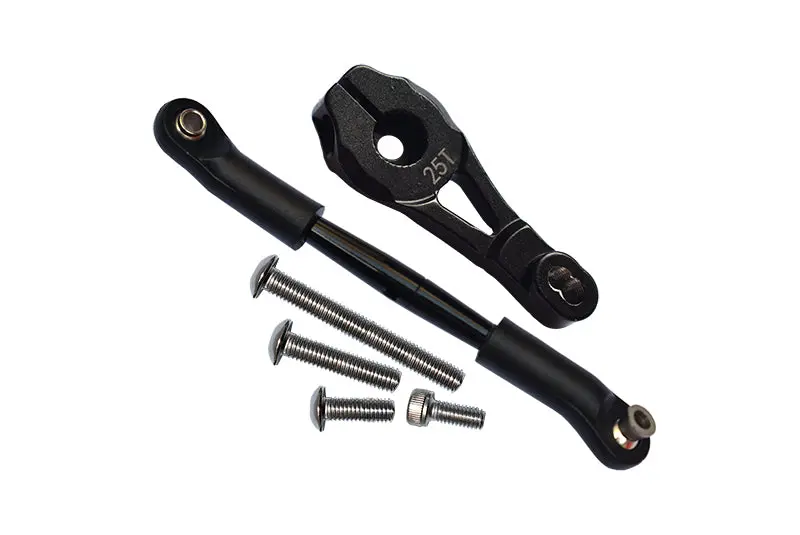 Traxxas Trx-4 Trail Defender Crawler / Trx-6 Mercedes-Benz G63 Aluminum Servo Horn With Steering Link - 8Pcs Set Black 1