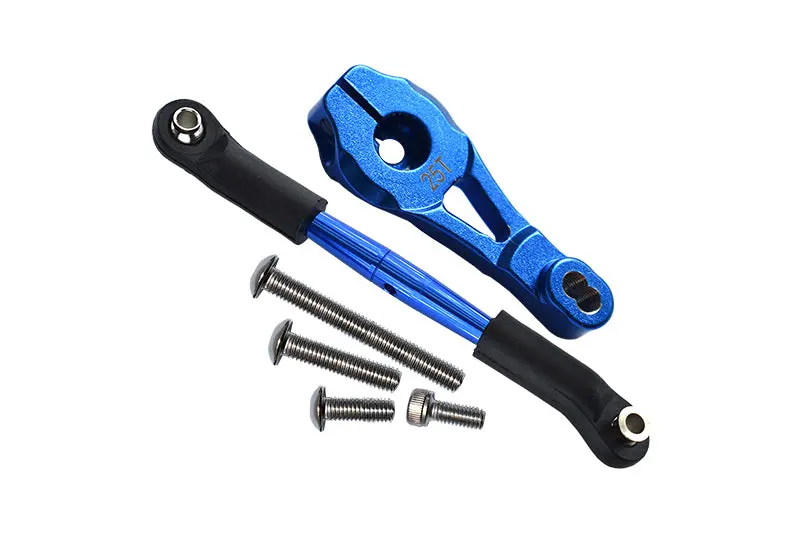 Traxxas Trx-4 Trail Defender Crawler / Trx-6 Mercedes-Benz G63 Aluminum Servo Horn With Steering Link - 8Pcs Set Blue 1