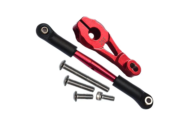 Traxxas Trx-4 Trail Defender Crawler / Trx-6 Mercedes-Benz G63 Aluminum Servo Horn With Steering Link - 8Pcs Set Red 1