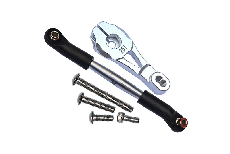 Traxxas Trx-4 Trail Defender Crawler / Trx-6 Mercedes-Benz G63 Aluminum Servo Horn With Steering Link - 8Pcs Set Silver 1