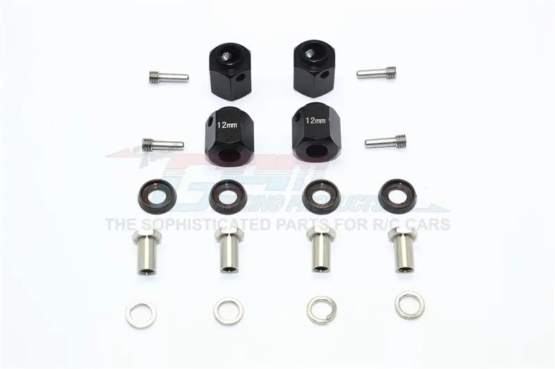 Traxxas Trx-4 Trail Defender Crawler / Trx-6 Mercedes-Benz G63 Aluminum Wheel Hex Adapters 12Mm - 4Pcs Set Black 1