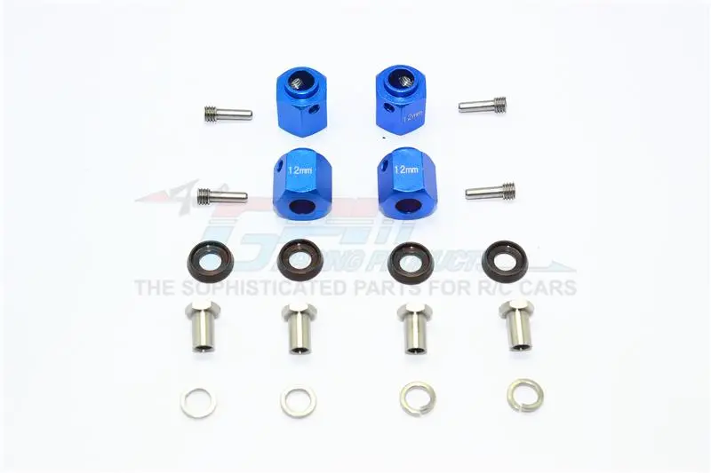 Traxxas Trx-4 Trail Defender Crawler / Trx-6 Mercedes-Benz G63 Aluminum Wheel Hex Adapters 12Mm - 4Pcs Set Blue 1