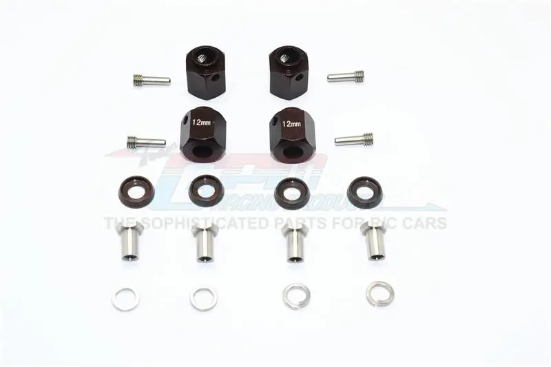 Traxxas Trx-4 Trail Defender Crawler / Trx-6 Mercedes-Benz G63 Aluminum Wheel Hex Adapters 12Mm - 4Pcs Set Brown 1