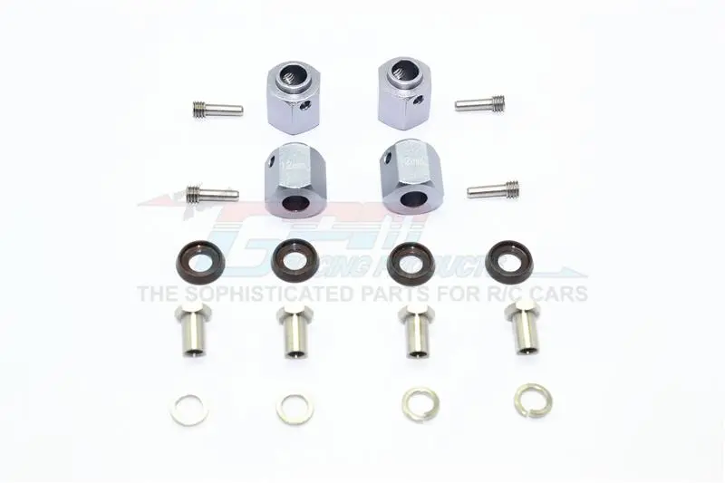Traxxas Trx-4 Trail Defender Crawler / Trx-6 Mercedes-Benz G63 Aluminum Wheel Hex Adapters 12Mm - 4Pcs Set Gray Silver 1