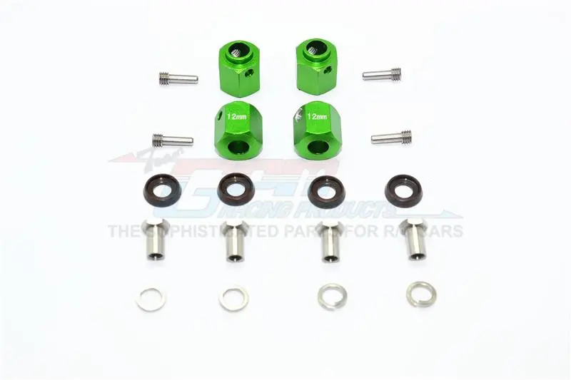 Traxxas Trx-4 Trail Defender Crawler / Trx-6 Mercedes-Benz G63 Aluminum Wheel Hex Adapters 12Mm - 4Pcs Set Green 1