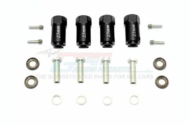 Traxxas Trx-4 Trail Defender Crawler / Trx-6 Mercedes-Benz G63 Aluminum Wheel Hex Adapters 23Mm Thick - 4Pc Set Black 1