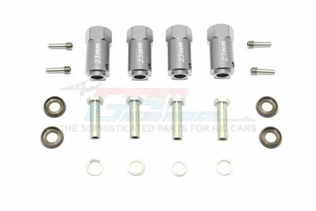 Traxxas Trx-4 Trail Defender Crawler / Trx-6 Mercedes-Benz G63 Aluminum Wheel Hex Adapters 23Mm Thick - 4Pc Set Gray Silver 1