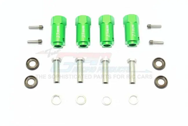 Traxxas Trx-4 Trail Defender Crawler / Trx-6 Mercedes-Benz G63 Aluminum Wheel Hex Adapters 23Mm Thick - 4Pc Set Green 1