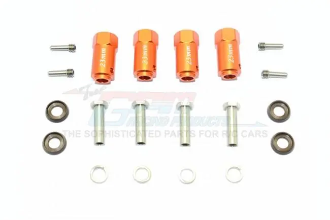 Traxxas Trx-4 Trail Defender Crawler / Trx-6 Mercedes-Benz G63 Aluminum Wheel Hex Adapters 23Mm Thick - 4Pc Set Orange 1