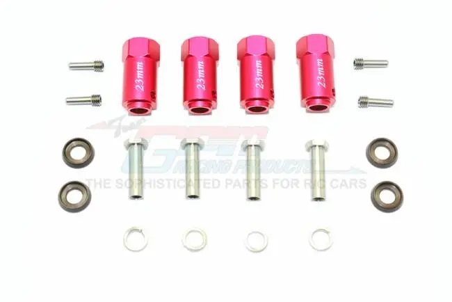 Traxxas Trx-4 Trail Defender Crawler / Trx-6 Mercedes-Benz G63 Aluminum Wheel Hex Adapters 23Mm Thick - 4Pc Set Red 1