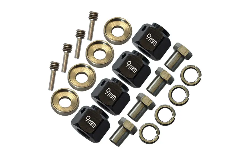 Traxxas Trx-4 Trail Defender Crawler / Trx-6 Mercedes-Benz G63 Aluminum Wheel Hex Adapters 9Mm - 4Pcs Set Black 1