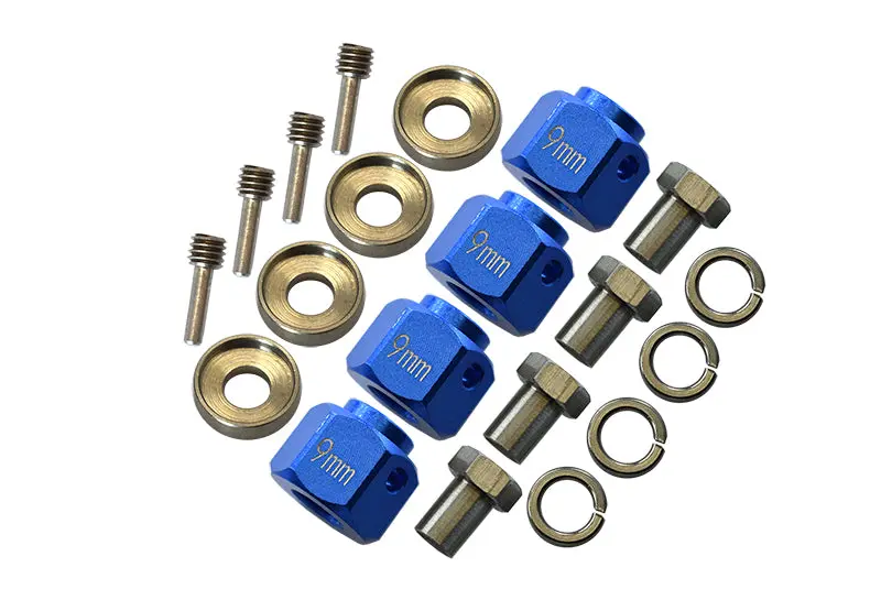 Traxxas Trx-4 Trail Defender Crawler / Trx-6 Mercedes-Benz G63 Aluminum Wheel Hex Adapters 9Mm - 4Pcs Set Blue 1
