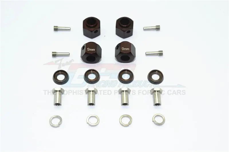 Traxxas Trx-4 Trail Defender Crawler / Trx-6 Mercedes-Benz G63 Aluminum Wheel Hex Adapters 9Mm - 4Pcs Set Brown 1