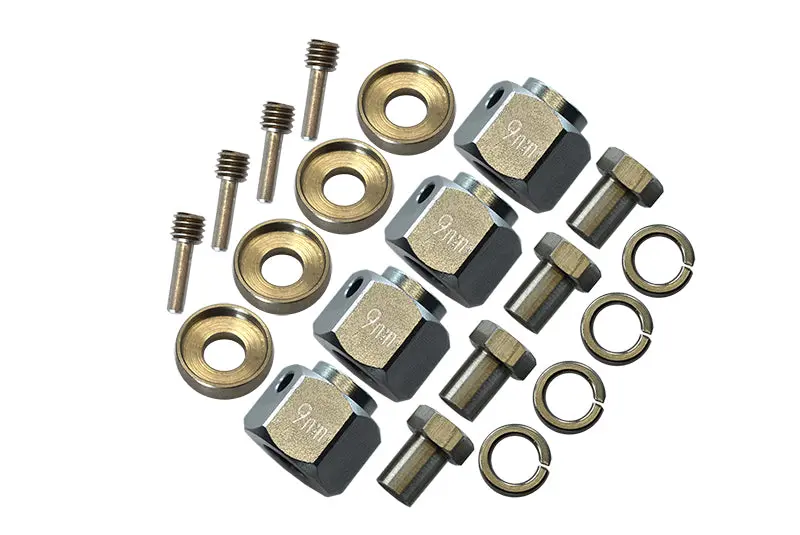 Traxxas Trx-4 Trail Defender Crawler / Trx-6 Mercedes-Benz G63 Aluminum Wheel Hex Adapters 9Mm - 4Pcs Set Gray Silver 1