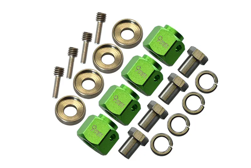 Traxxas Trx-4 Trail Defender Crawler / Trx-6 Mercedes-Benz G63 Aluminum Wheel Hex Adapters 9Mm - 4Pcs Set Green 1