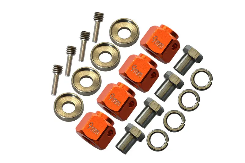 Traxxas Trx-4 Trail Defender Crawler / Trx-6 Mercedes-Benz G63 Aluminum Wheel Hex Adapters 9Mm - 4Pcs Set Orange 1