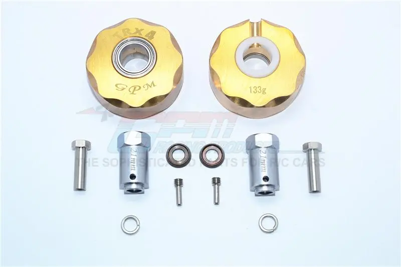 Traxxas Trx-4 Trail Defender Crawler / Trx-6 Mercedes-Benz G63 Brass Pendulum Wheel Knuckle Axle Weight + 21Mm Hex Adapter - 1Pr Set Original Color 1