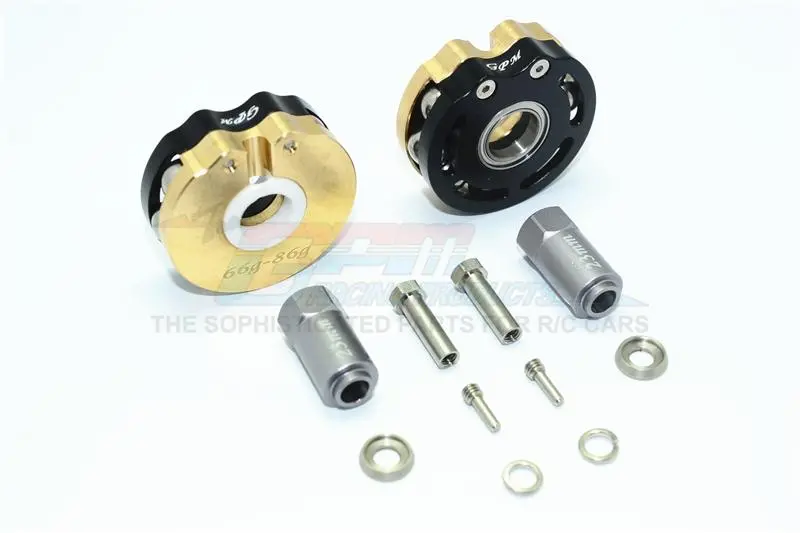 Traxxas Trx-4 Trail Defender Crawler / Trx-6 Mercedes-Benz G63 Brass Pendulum Wheel Knuckle Axle Weight With Alloy Lid + 23Mm Hex Adapter - 1Pr Set Black 1