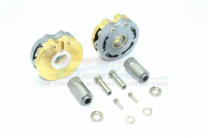 Traxxas Trx-4 Trail Defender Crawler / Trx-6 Mercedes-Benz G63 Brass Pendulum Wheel Knuckle Axle Weight With Alloy Lid + 23Mm Hex Adapter - 1Pr Set Gray Silver 1