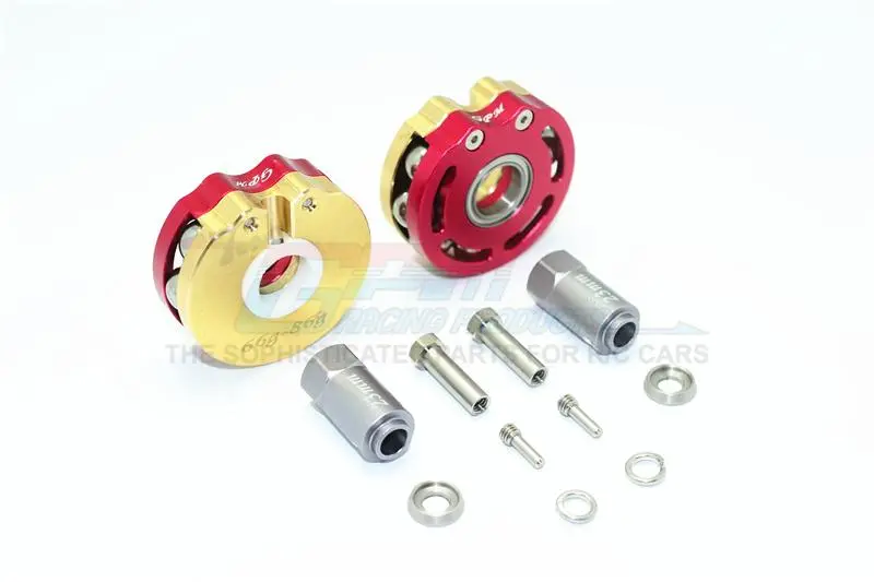 Traxxas Trx-4 Trail Defender Crawler / Trx-6 Mercedes-Benz G63 Brass Pendulum Wheel Knuckle Axle Weight With Alloy Lid + 23Mm Hex Adapter - 1Pr Set Red 1