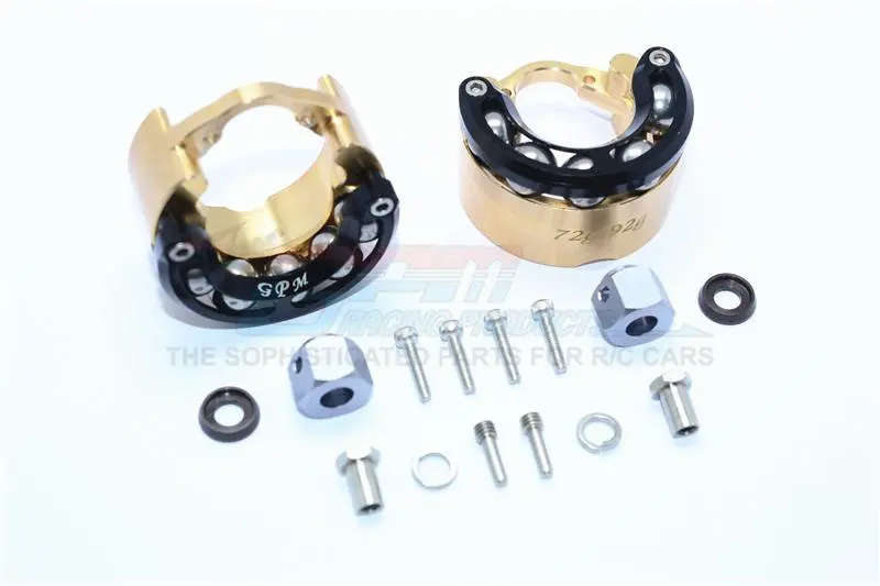 Traxxas Trx-4 Trail Defender Crawler / Trx-6 Mercedes-Benz G63 Brass Pendulum Wheel Knuckle Axle Weight With Alloy Lid + 9Mm Hex Adapter - 1Pr Set Black 1