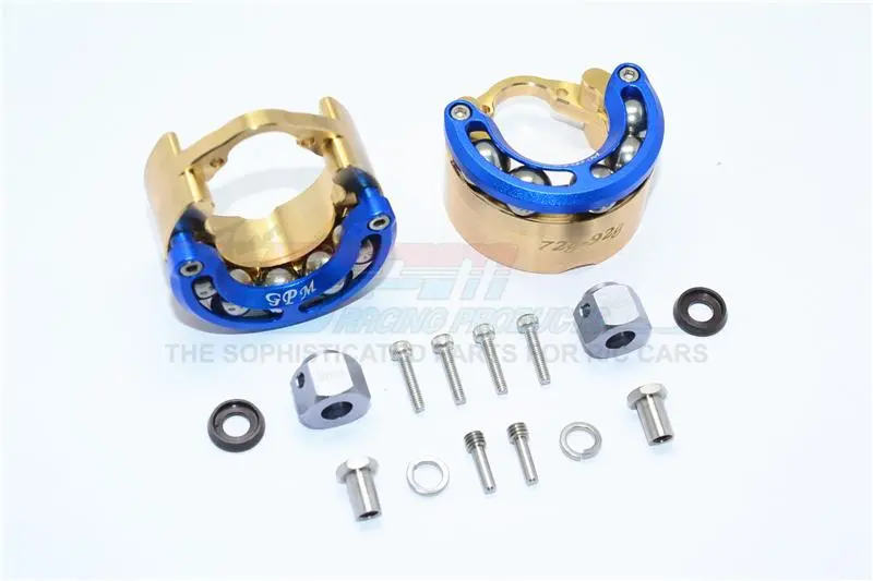 Traxxas Trx-4 Trail Defender Crawler / Trx-6 Mercedes-Benz G63 Brass Pendulum Wheel Knuckle Axle Weight With Alloy Lid + 9Mm Hex Adapter - 1Pr Set Blue 1