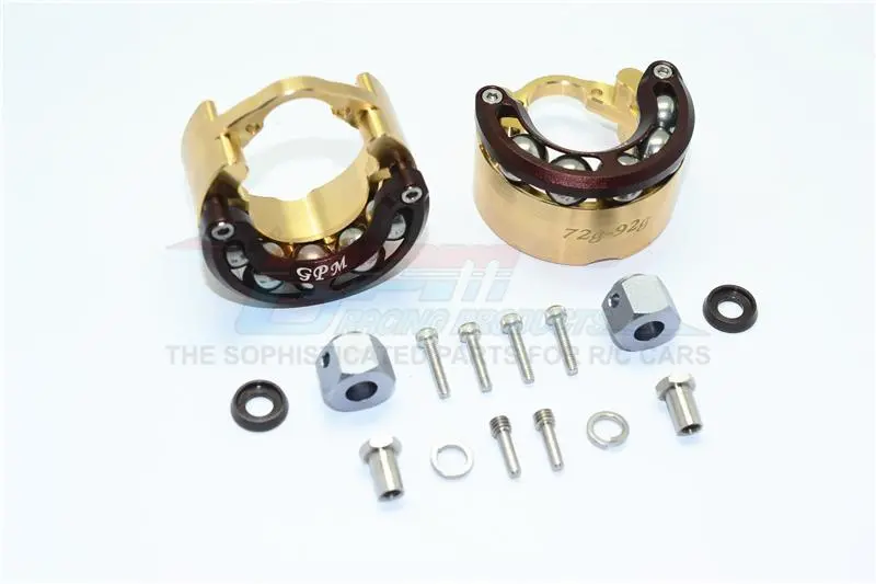 Traxxas Trx-4 Trail Defender Crawler / Trx-6 Mercedes-Benz G63 Brass Pendulum Wheel Knuckle Axle Weight With Alloy Lid + 9Mm Hex Adapter - 1Pr Set Brown 1
