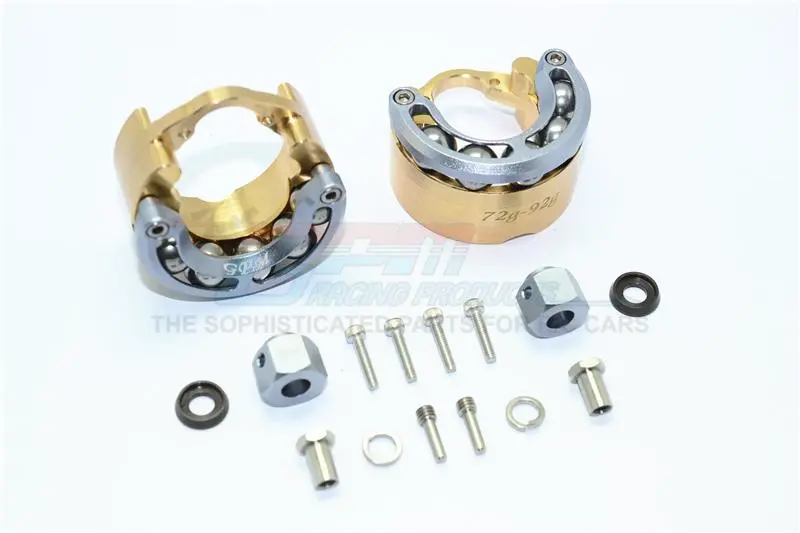 Traxxas Trx-4 Trail Defender Crawler / Trx-6 Mercedes-Benz G63 Brass Pendulum Wheel Knuckle Axle Weight With Alloy Lid + 9Mm Hex Adapter - 1Pr Set Gray Silver 1