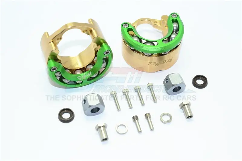 Traxxas Trx-4 Trail Defender Crawler / Trx-6 Mercedes-Benz G63 Brass Pendulum Wheel Knuckle Axle Weight With Alloy Lid + 9Mm Hex Adapter - 1Pr Set Green 1