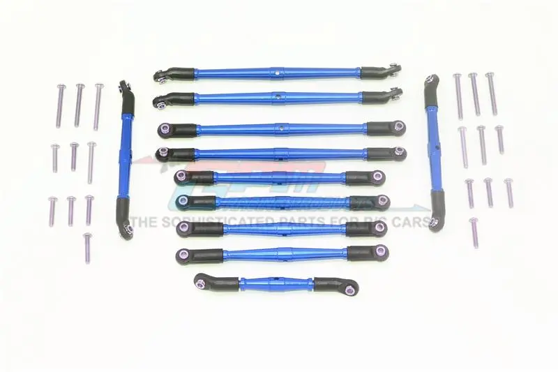 Traxxas Trx-6 Mercedes-Benz G63 (88096-4) Aluminum Adjustable Upper & Lower Suspension Links - 11Pc Set Blue 1